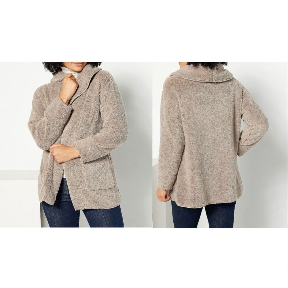 Koolaburra by UGG Sherpa Fleece Shawl Collar Cardigan jacket tan 3X NEW